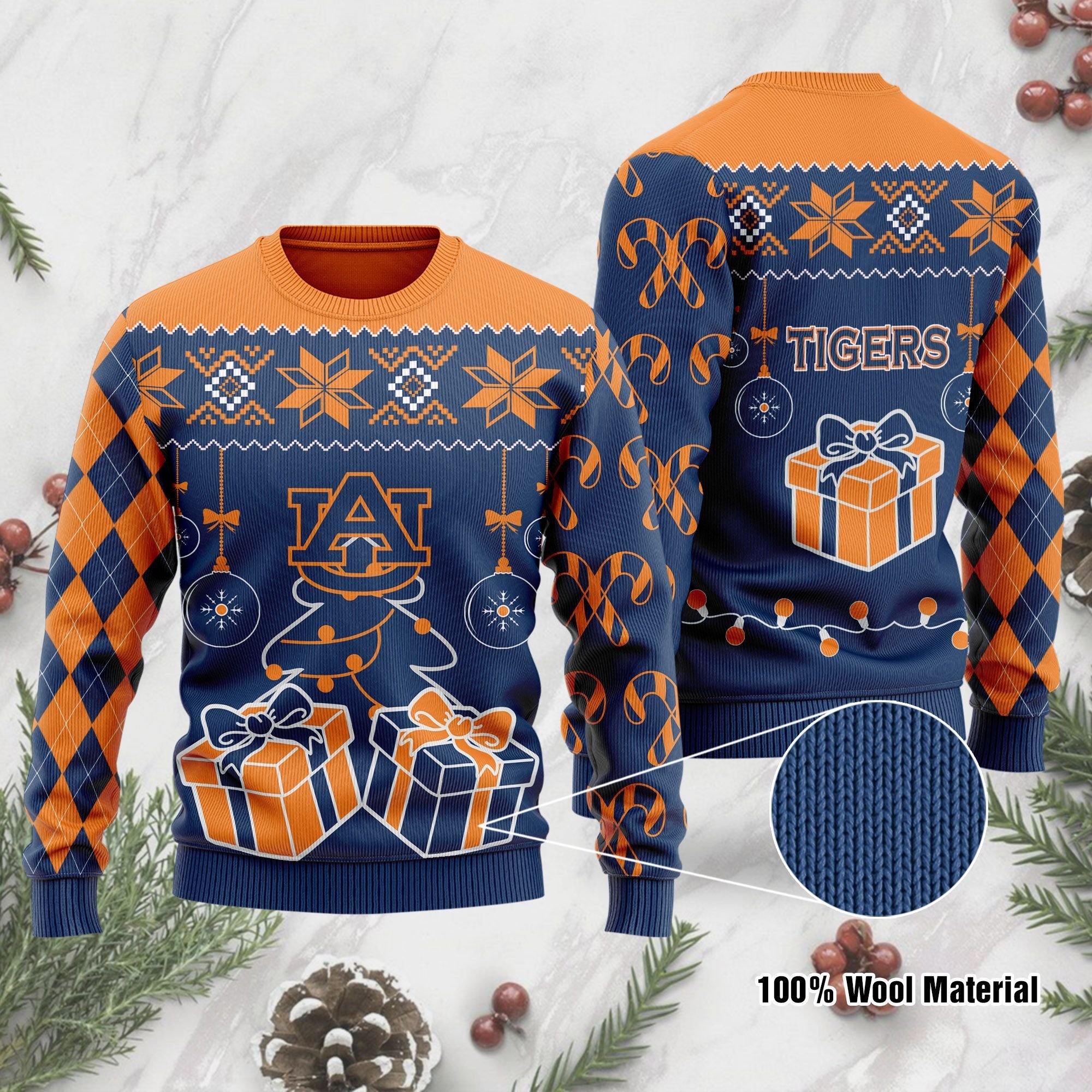 Auburn Tigers Tree Gift Box Christmas Ugly Sweater- Best Christmas Gifts 2023