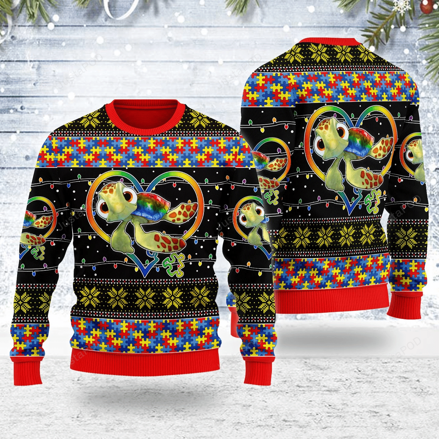 Autism Turtle Be You The World Will Adjust Christmas Ugly Sweater- Best Christmas Gifts 2023