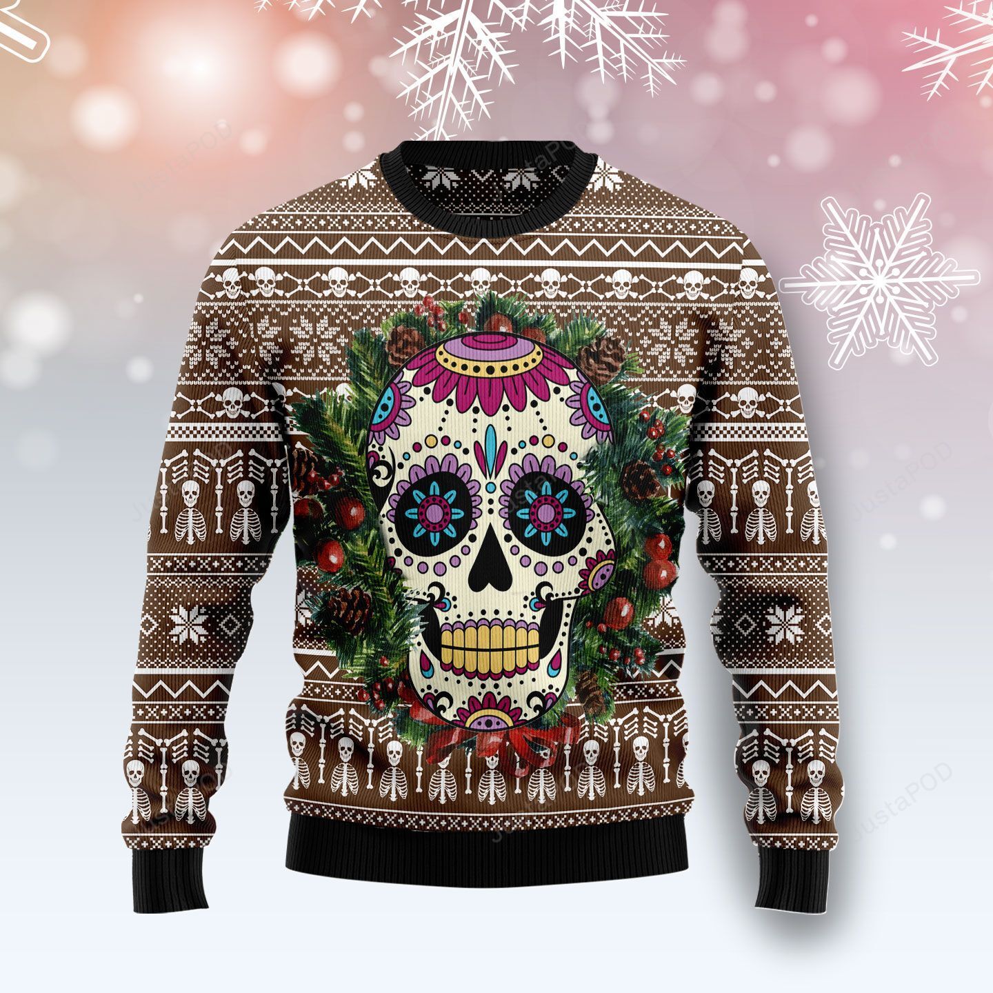 Awesome Sugar Skull Calavera Christmas Ugly Sweater- Best Christmas Gifts 2023