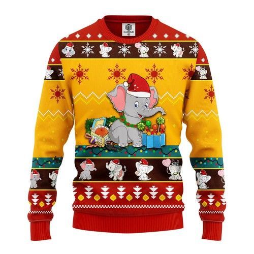 Baby Elephant Santa Christmas Ugly Sweater- Best Christmas Gifts 2023