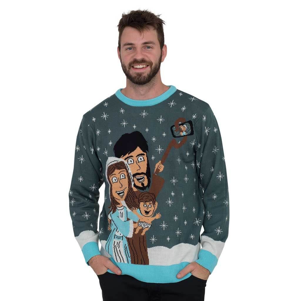 Baby Jesus Family Selfie Christmas Ugly Sweater- Best Christmas Gifts 2023