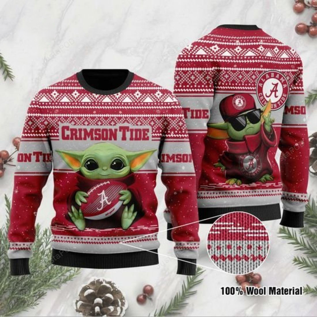 Baby Yoda Alabama Crimson Tide Football NFL Christmas Ugly Sweater- Best Christmas Gifts 2023