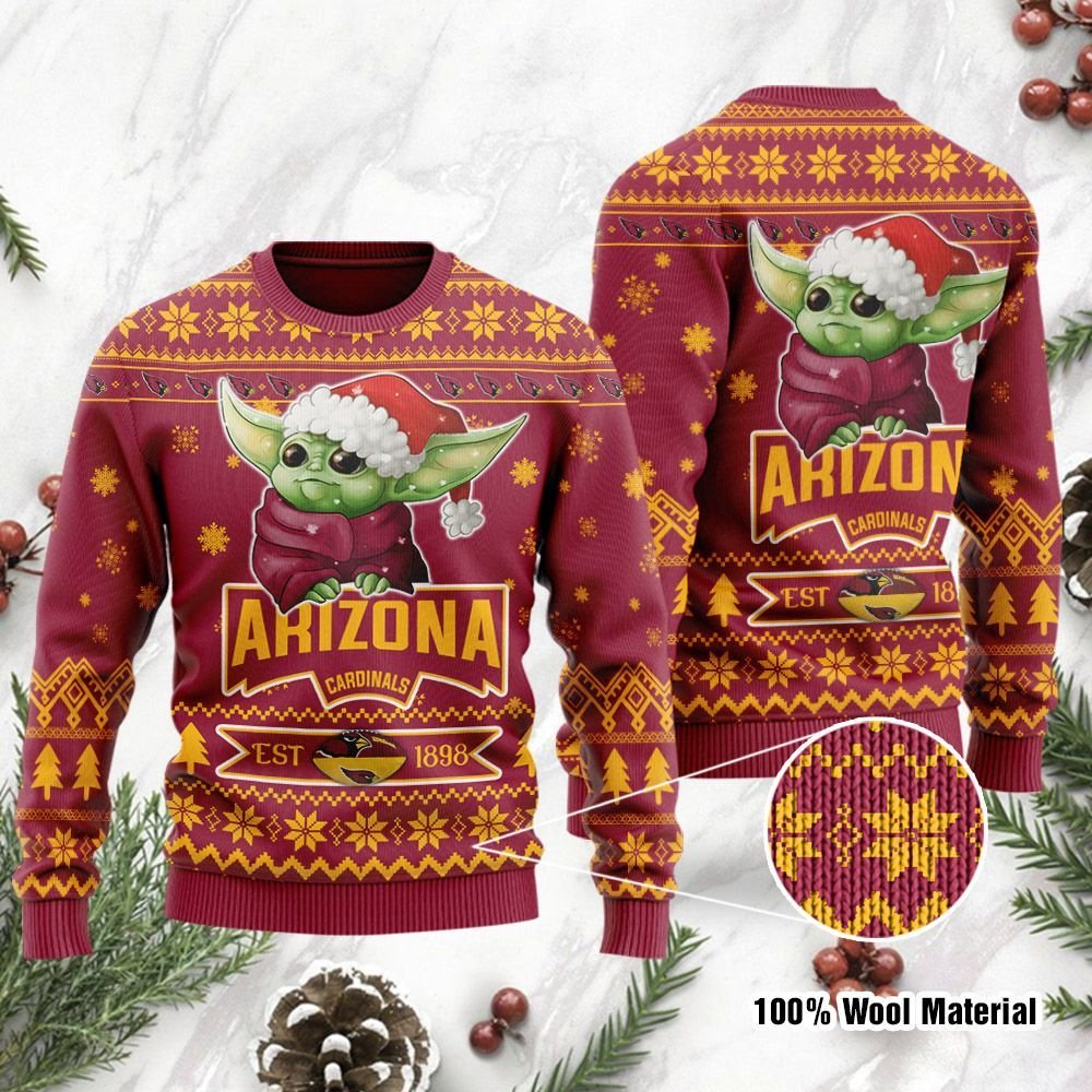 Baby Yoda Arizona Cardinals Est 1898 Christmas Ugly Sweater- Best Christmas Gifts 2023