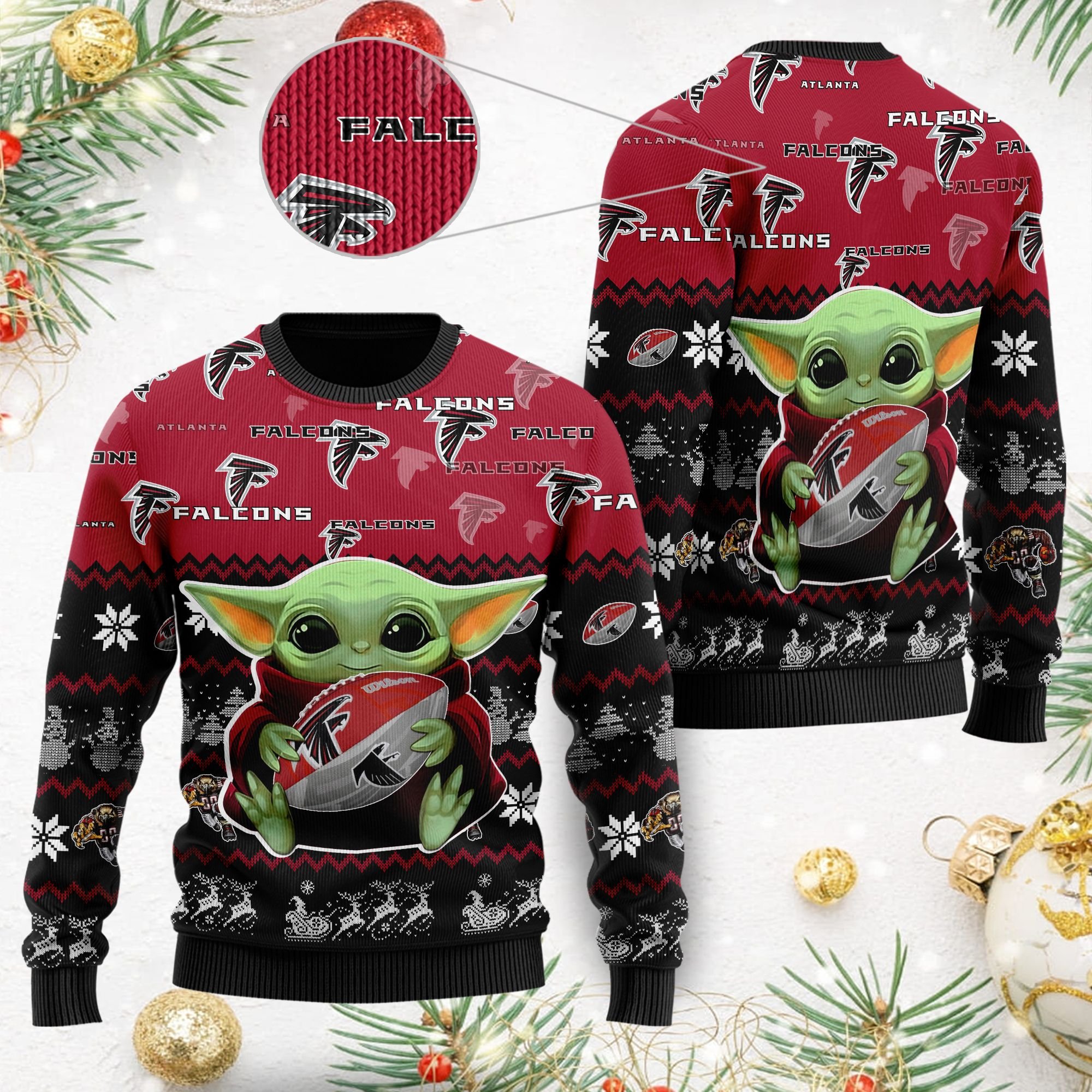 Baby Yoda Atlanta Falcons NFL Christmas Ugly Sweater- Best Christmas Gifts 2023