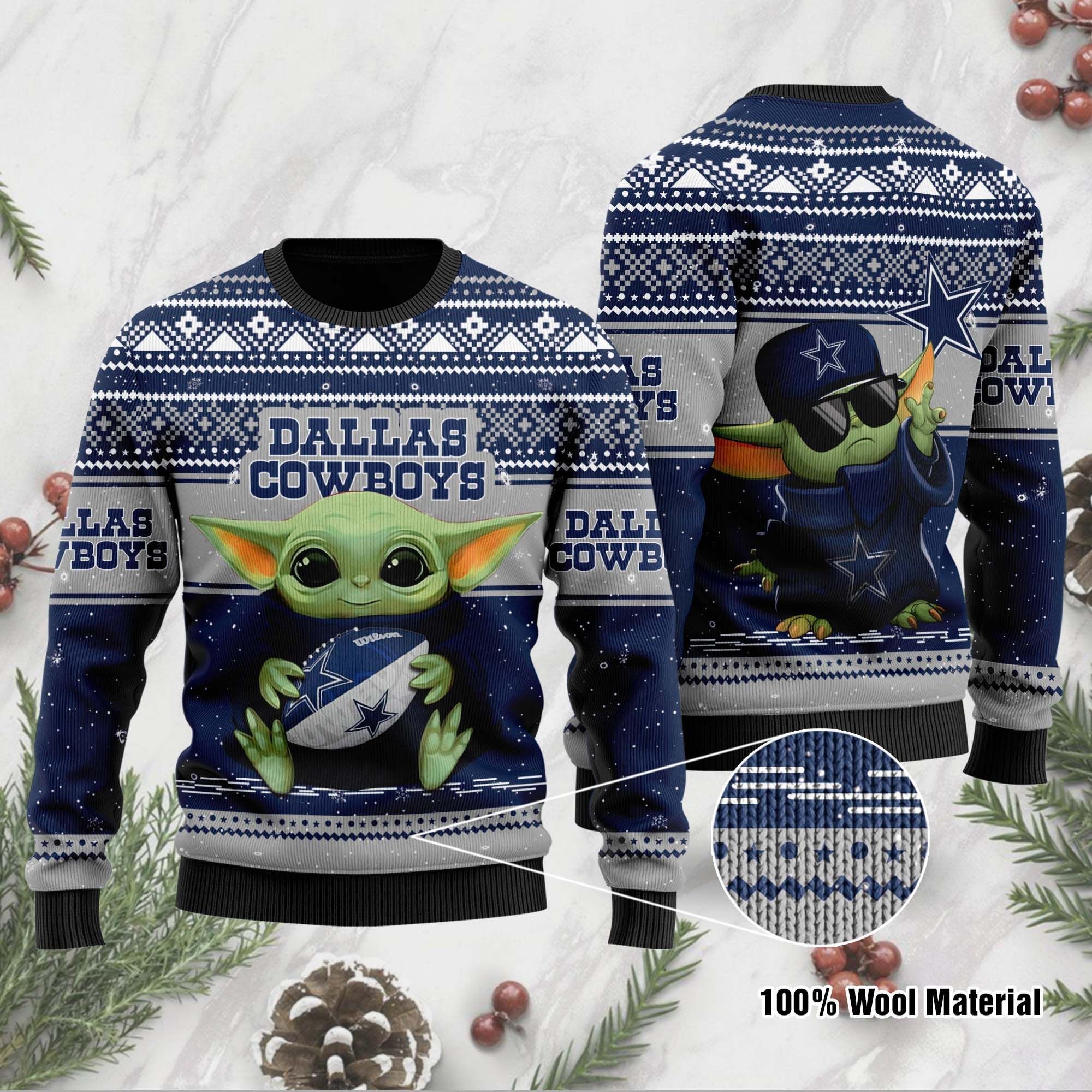 Baby Yoda Dallas Cowboys NFL Christmas Ugly Sweater- Best Christmas Gifts 2023