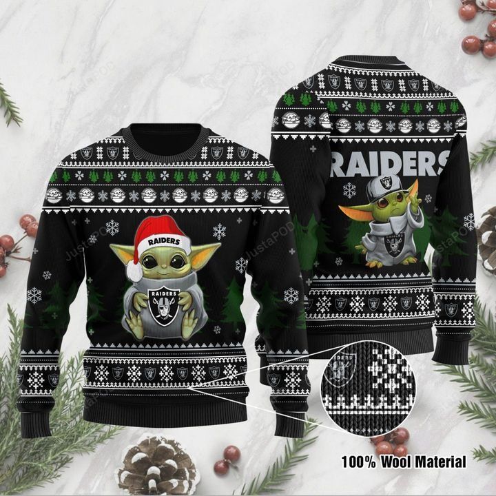 Baby Yoda Las Vegas Raiders Christmas Ugly Sweater- Best Christmas Gifts 2023