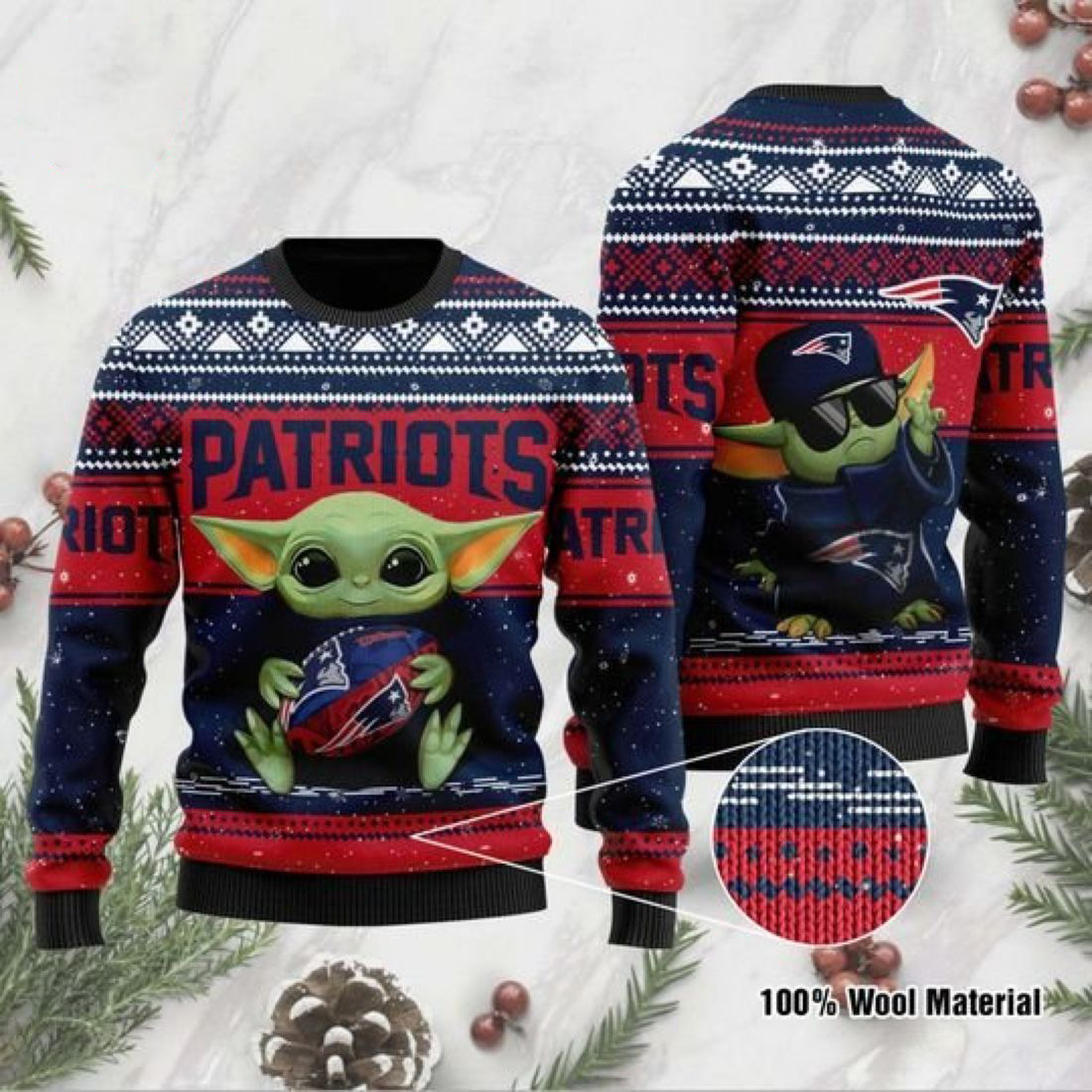 Baby Yoda Love New England Patriots Christmas Ugly Sweater- Best Christmas Gifts 2023