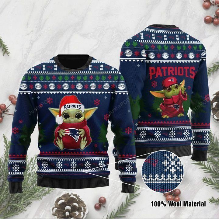 Baby Yoda New England Patriots Christmas Ugly Sweater- Best Christmas Gifts 2023