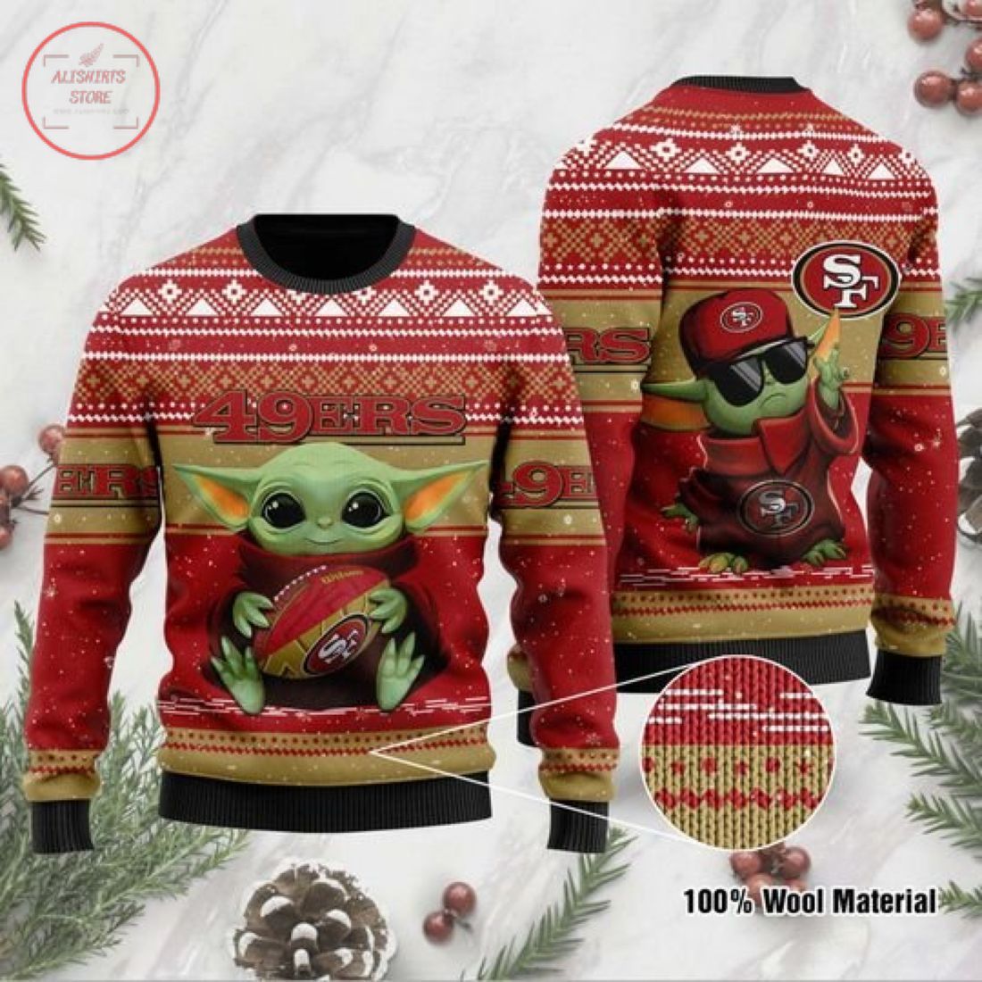 Baby Yoda San Francisco 49ers Christmas Ugly Sweater- Best Christmas Gifts 2023