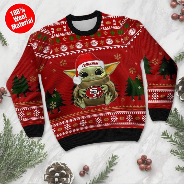 Baby Yoda Santa San Francisco 49ers Christmas Ugly Sweater- Best Christmas Gifts 2023