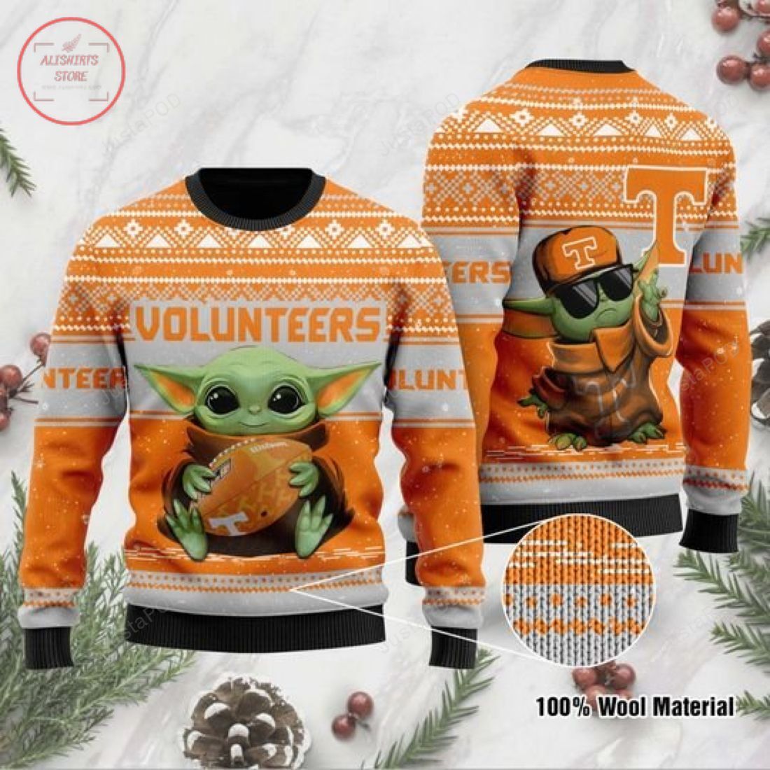 Baby Yoda Tennessee Volunteers Christmas Ugly Sweater- Best Christmas Gifts 2023