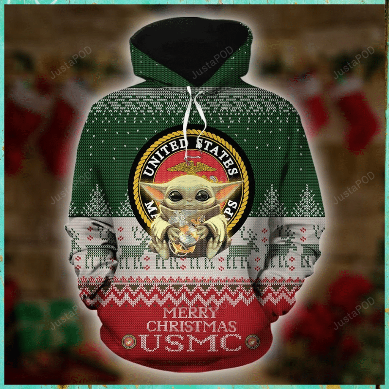 Baby Yoda United States US Marine Corps Christmas Ugly Sweater- Best Christmas Gifts 2023