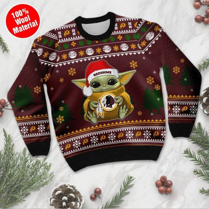 Baby Yoda Washington Redskins Christmas Ugly Sweater- Best Christmas Gifts 2023