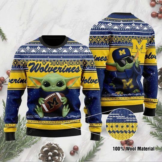 Baby YodaMichigan Wolverines Football Christmas Ugly Sweater- Best Christmas Gifts 2023