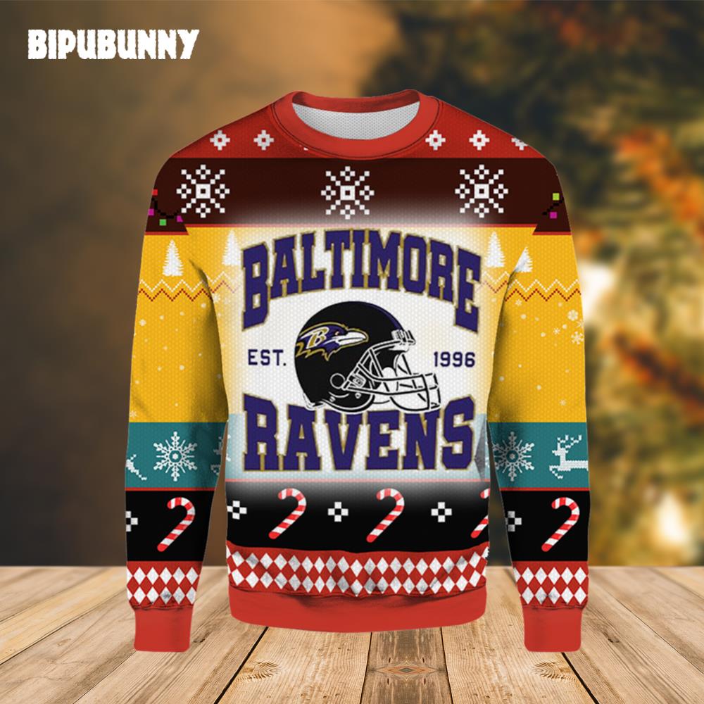 Baltimore Ravens EST 1996 Ugly Christmas Sweater- Best Christmas Gifts 2023