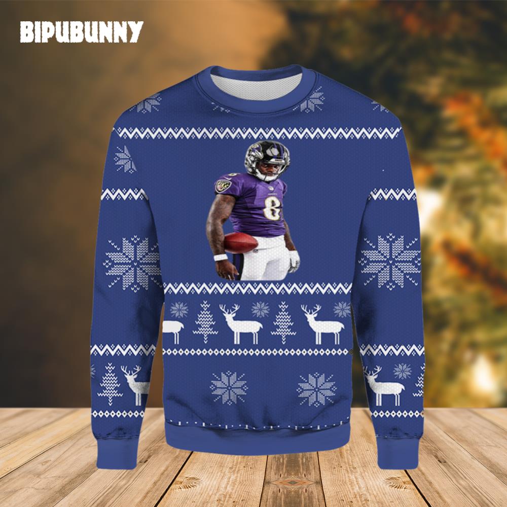 Baltimore Ravens Lamar Jackson Ugly Sweater- Best Christmas Gifts 2023