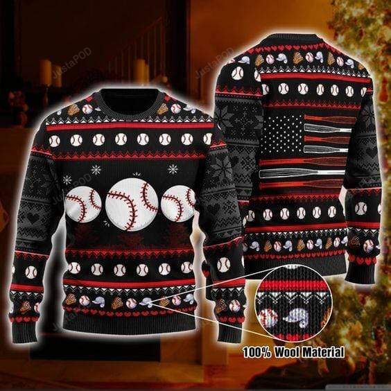 Baseball Pattern Christmas Ugly Sweater- Best Christmas Gifts 2023