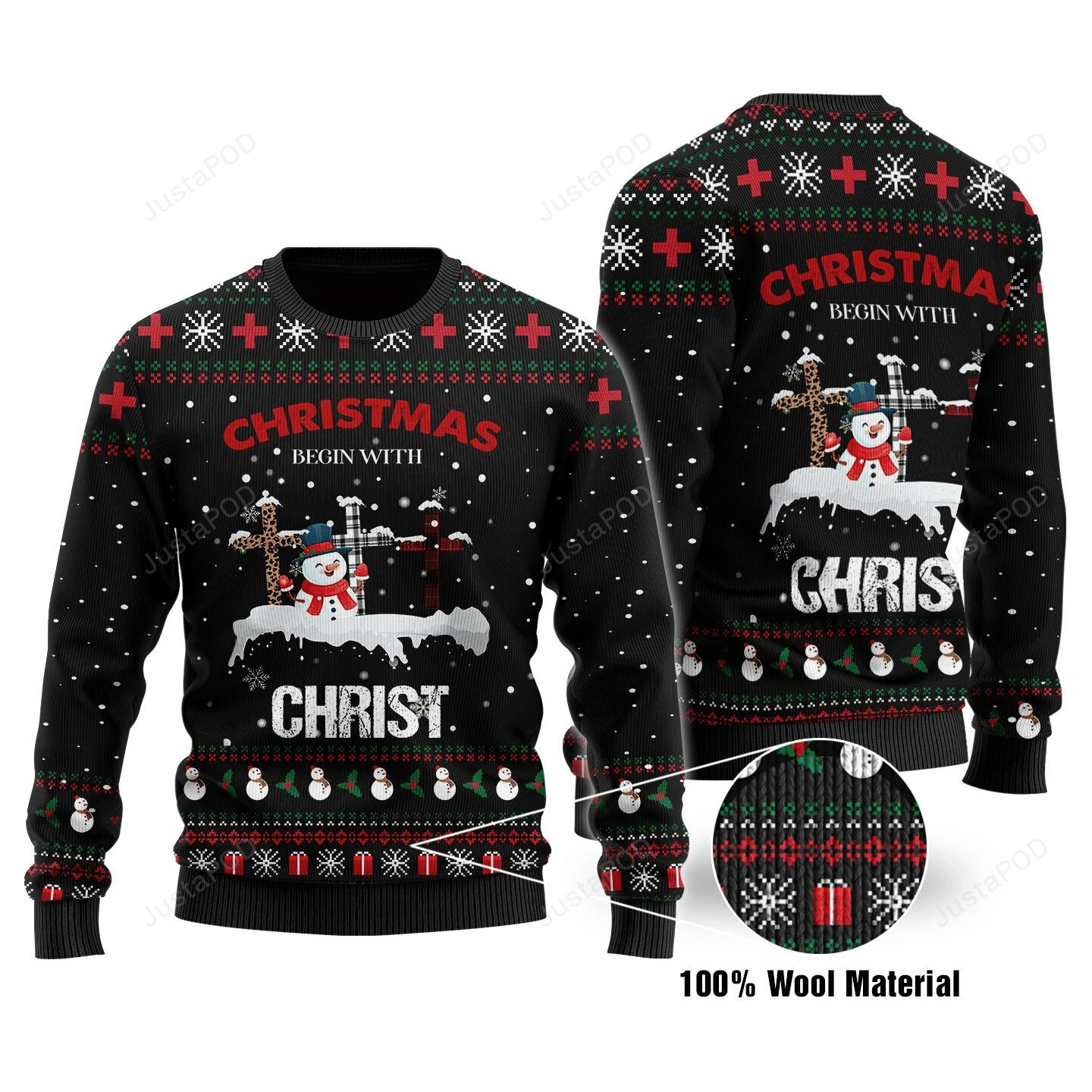 Begin With Christ Snowman Christmas Ugly Sweater- Best Christmas Gifts 2023