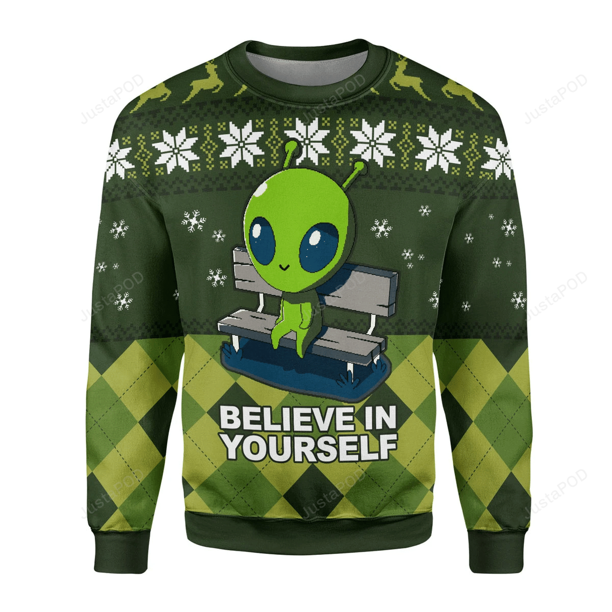 Believe In Yourself Alien Christmas Ugly Sweater- Best Christmas Gifts 2023