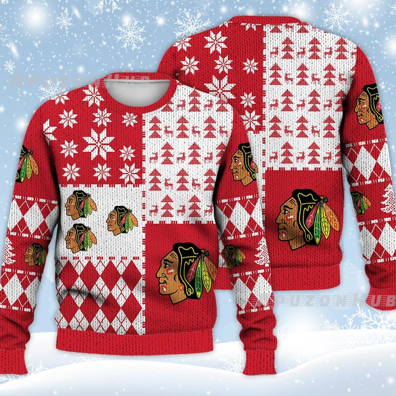 Best Gift 2023 -Chicago Blackhawks Ugly Sweater Christmas