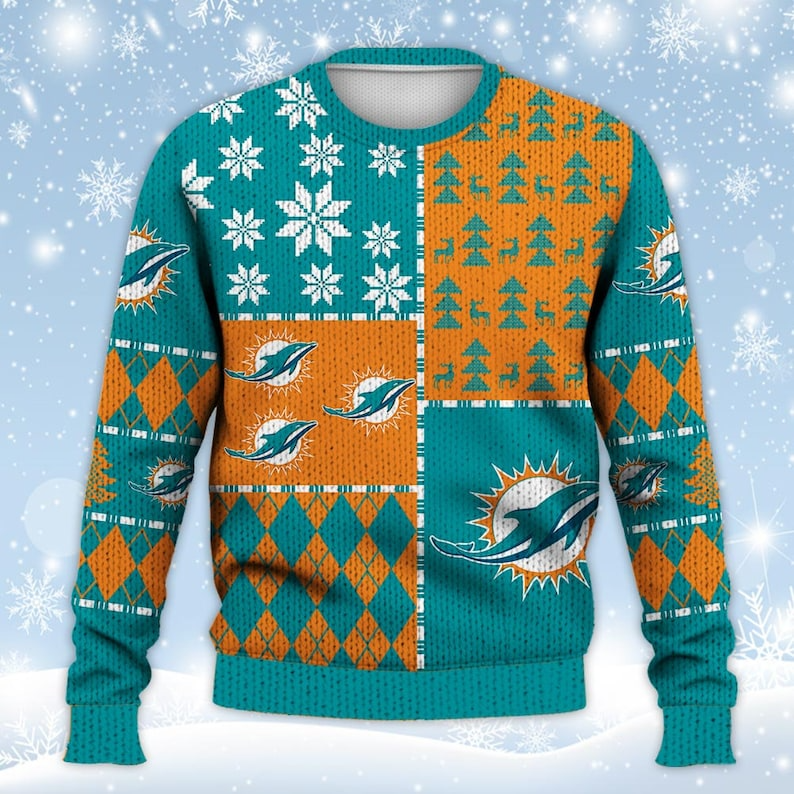 Best Gift 2023 -Miami Dolphins Ugly Sweater Christmas