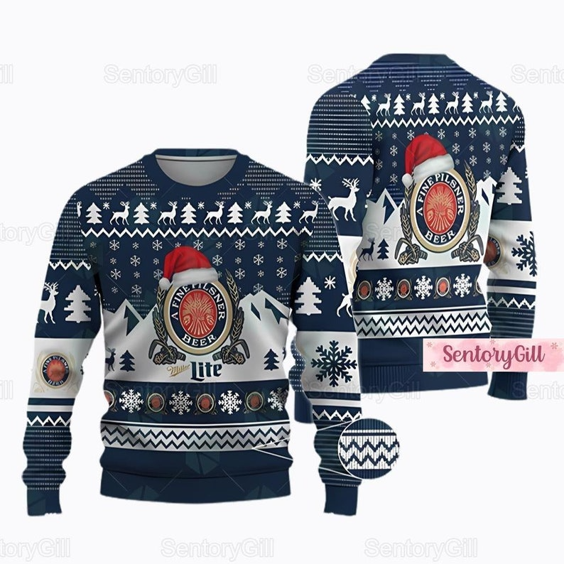 Best Gift 2023 -Miller Lite Ugly Christmas Sweater