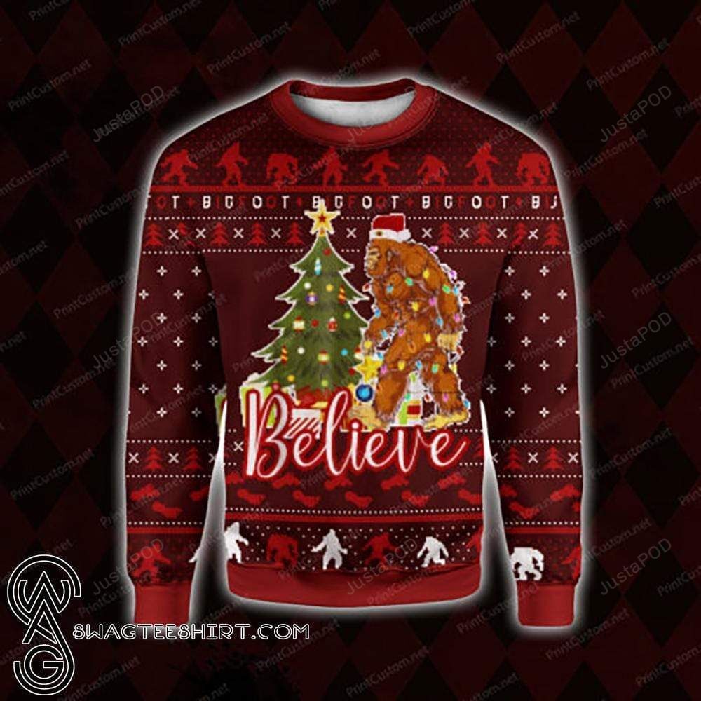 Bigfoot Believe Christmas Ugly Sweater- Best Christmas Gifts 2023