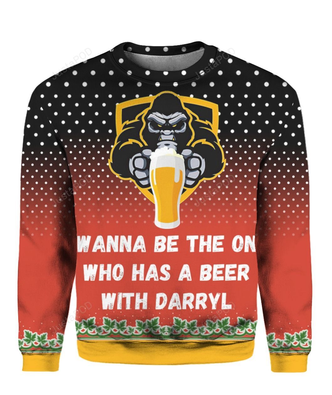 Bigfoot I Wanna Be The One Who Has A Beer With Darryl Christmas Ugly Sweater- Best Christmas Gifts 2023