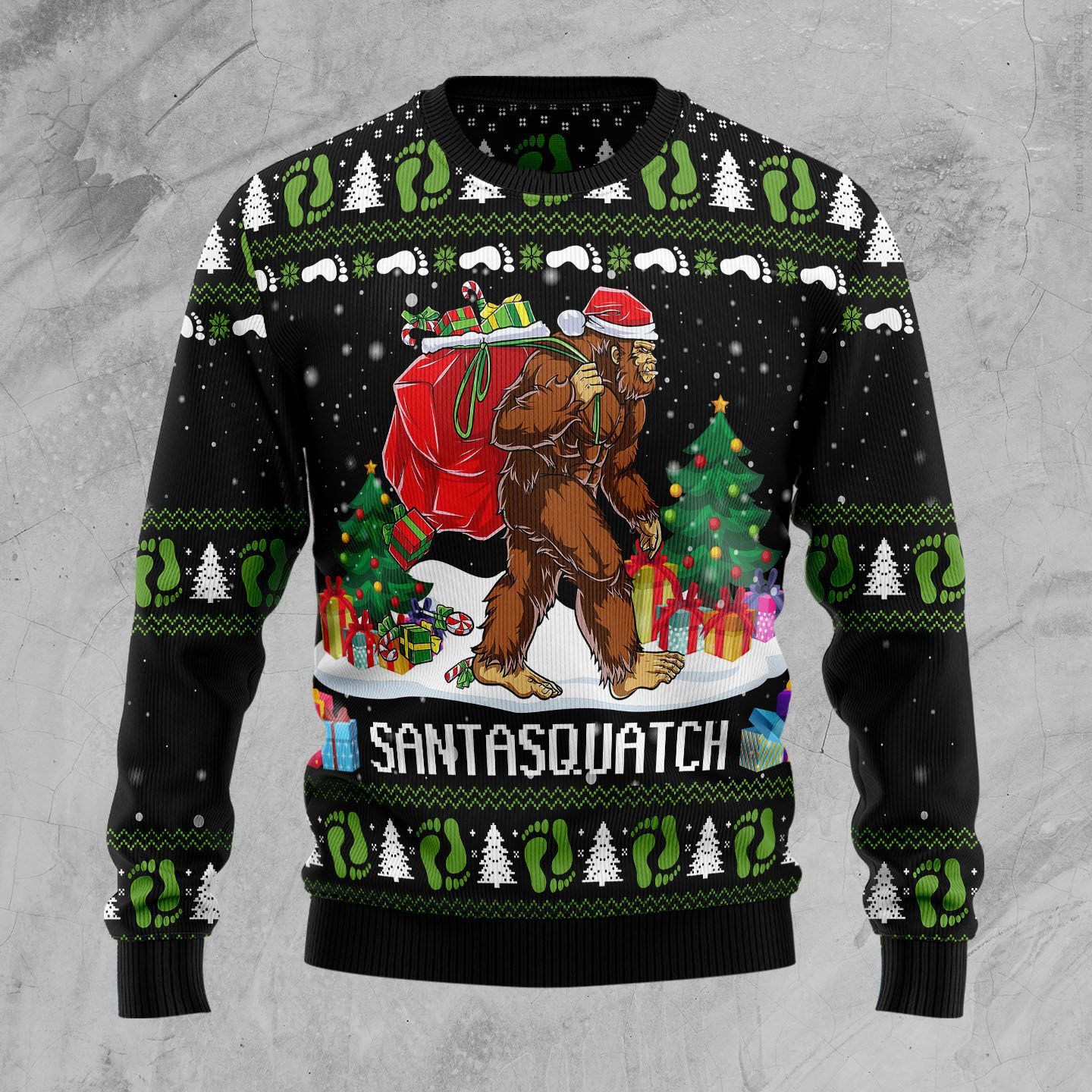 Bigfoot Santa Carrying Gifts Christmas Ugly Sweater- Best Christmas Gifts 2023