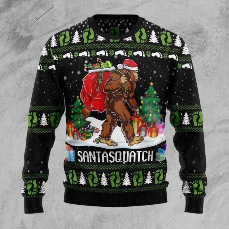 BigFoot Santaquatch Ugly Christmas Sweater