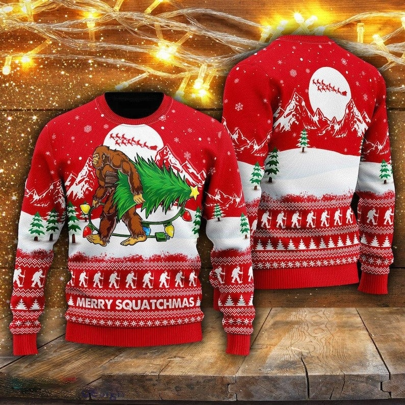 BigFoot Ugly Christmas Sweater Cute