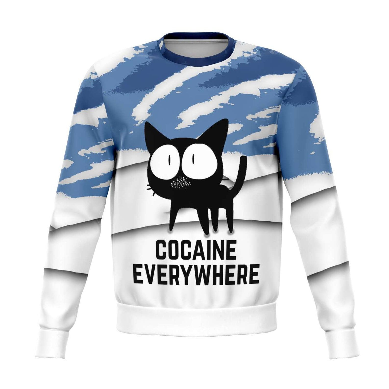 Black Cat Cocaine Everywhere Christmas Ugly Sweater- Best Christmas Gifts 2023