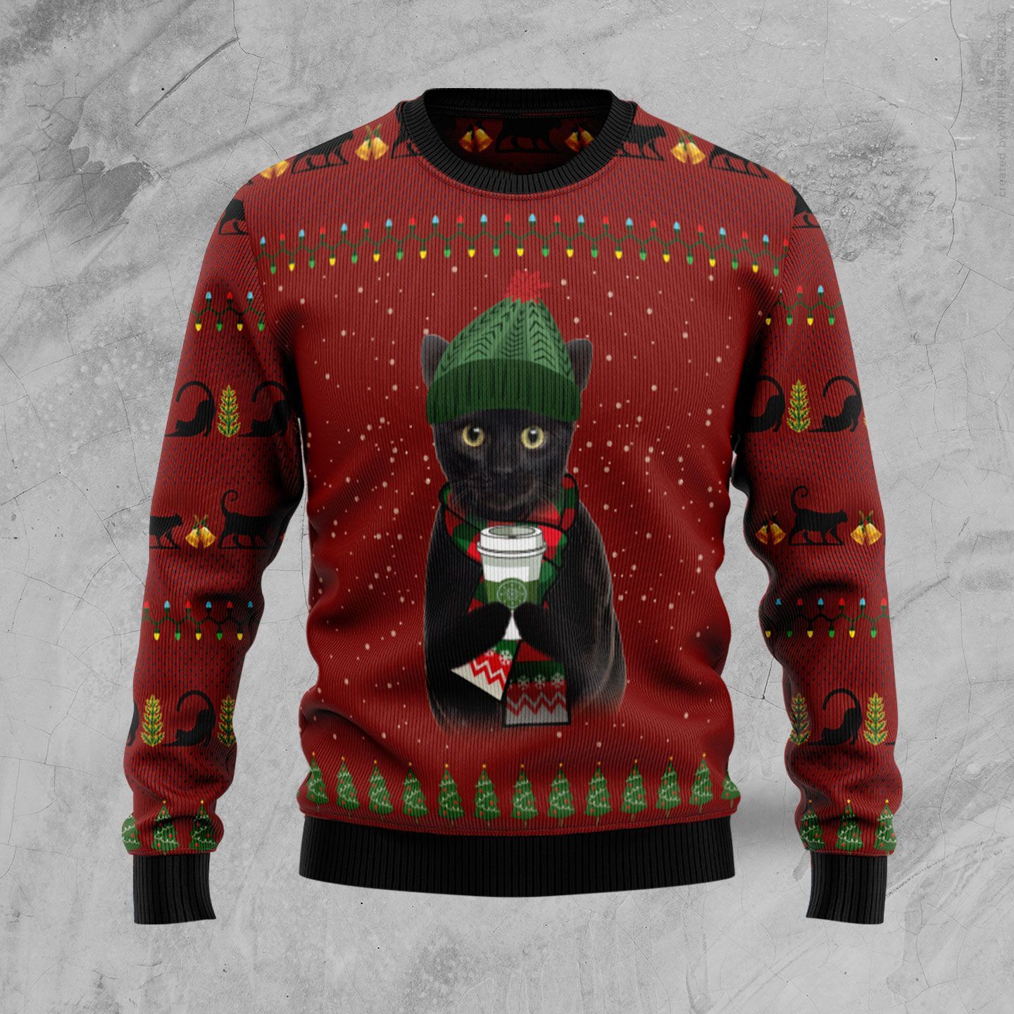 Black Cat Coffee Gifts Christmas Ugly Sweater- Best Christmas Gifts 2023