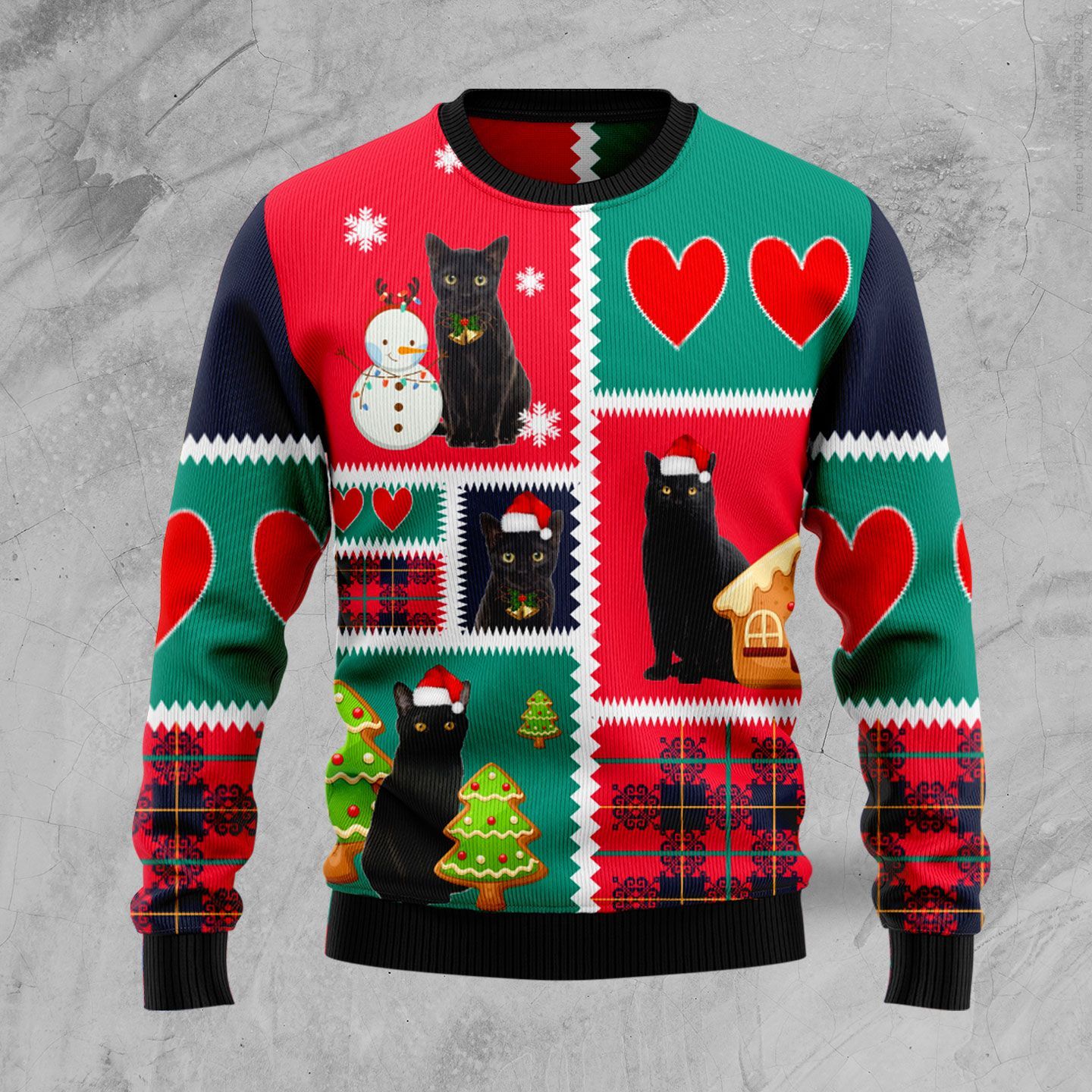 Black Cat Pattern Gifts Christmas Ugly Sweater- Best Christmas Gifts 2023