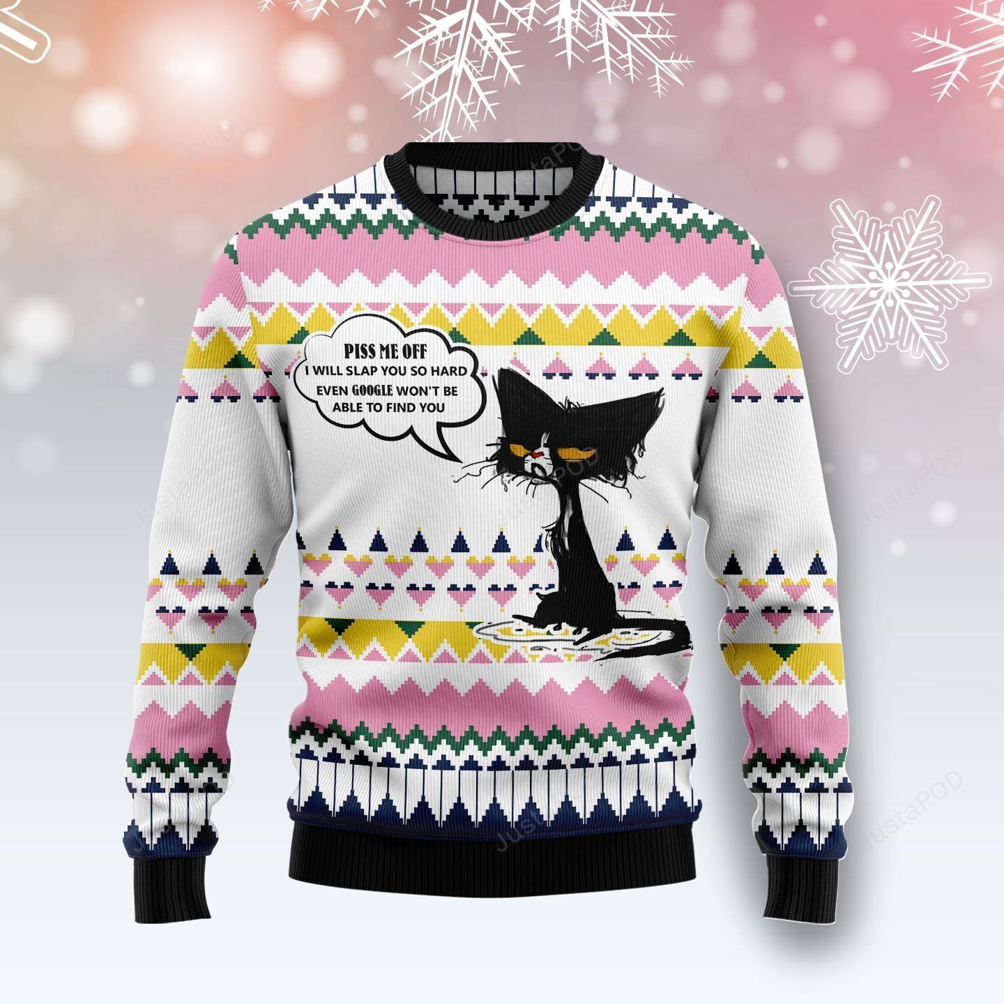 Black Cat Piss Me Off Christmas Ugly Sweater- Best Christmas Gifts 2023