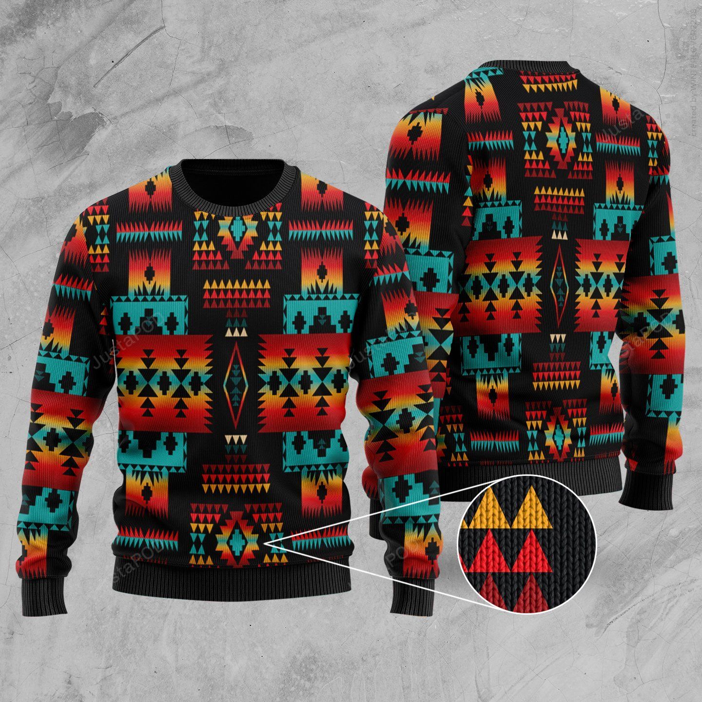 Black Native Tribal Pattern Christmas Ugly Sweater- Best Christmas Gifts 2023