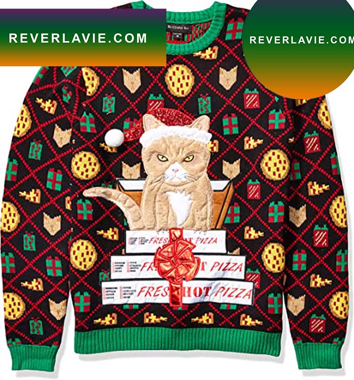 Blizzard Bay Pizza Cat  Ugly Christmas Sweater- Best Christmas Gifts 2023