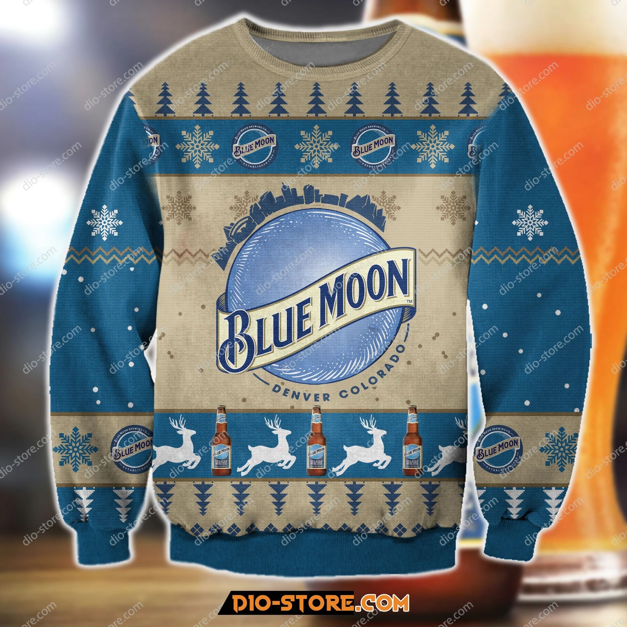 Blue Moon Belgian White Christmas Ugly Sweater- Best Christmas Gifts 2023