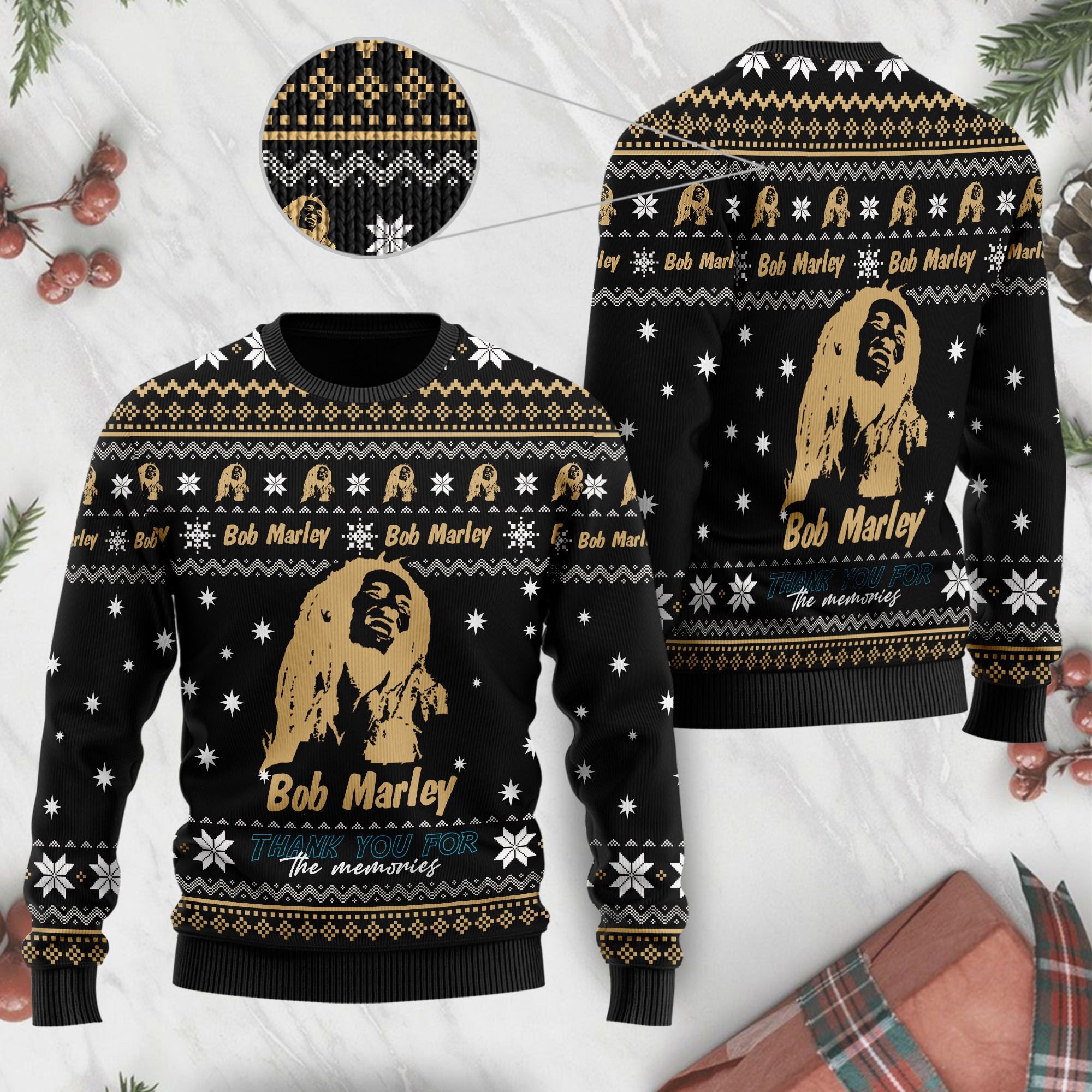 Bob Marley Thank You For The Memories Christmas Ugly Sweater- Best Christmas Gifts 2023