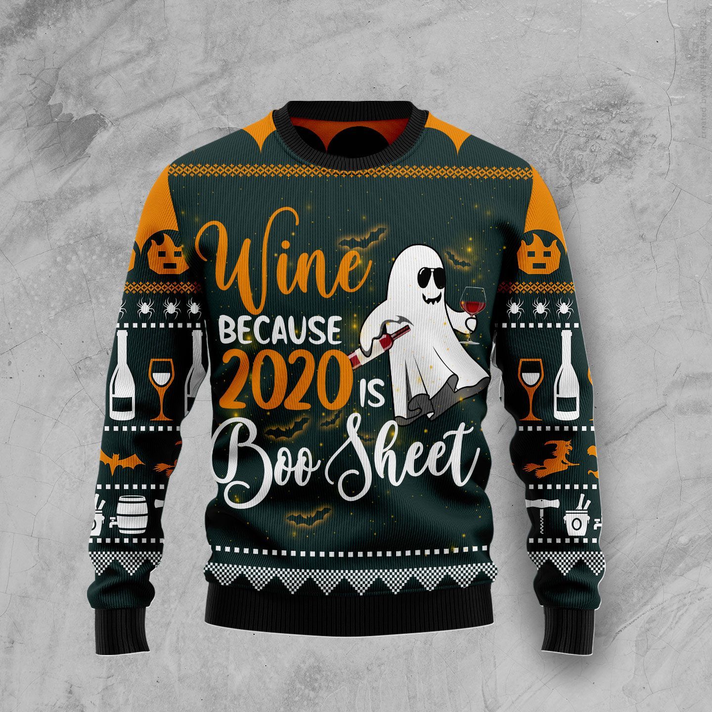 Boo Wine Halloween Christmas Ugly Sweater- Best Christmas Gifts 2023