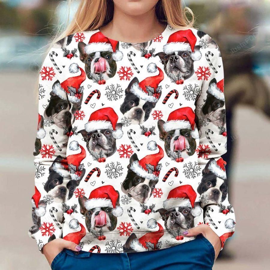 Boston Terrier Santa Christmas Ugly Sweater- Best Christmas Gifts 2023