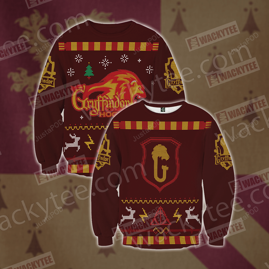 Brave Like A Gryffindor Winter Style Harry Potter Christmas Ugly Sweater- Best Christmas Gifts 2023