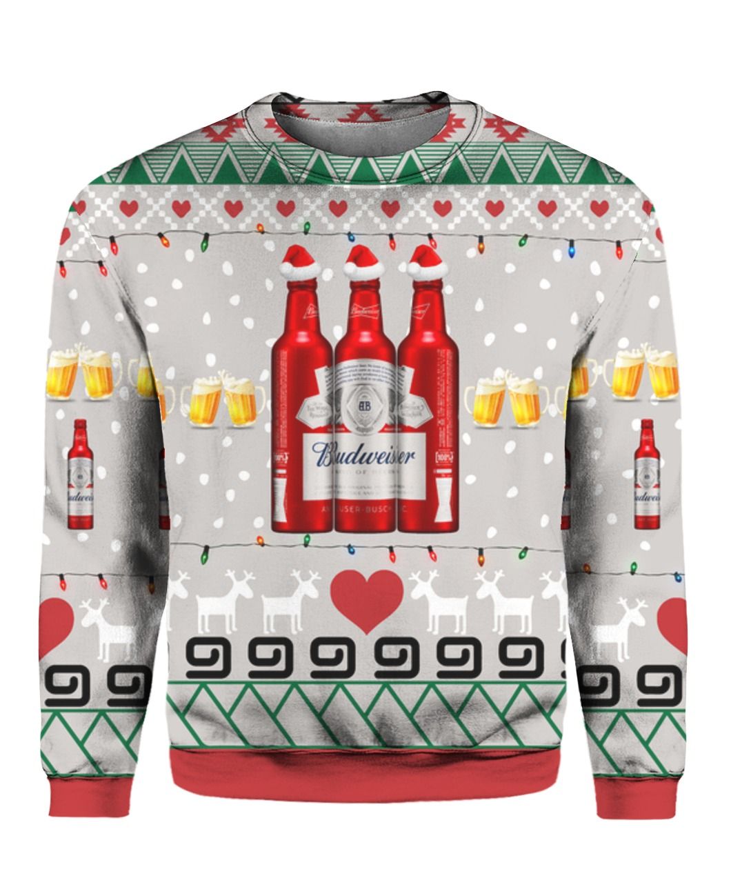 Budweiser Beer Red Christmas Ugly Sweater- Best Christmas Gifts 2023