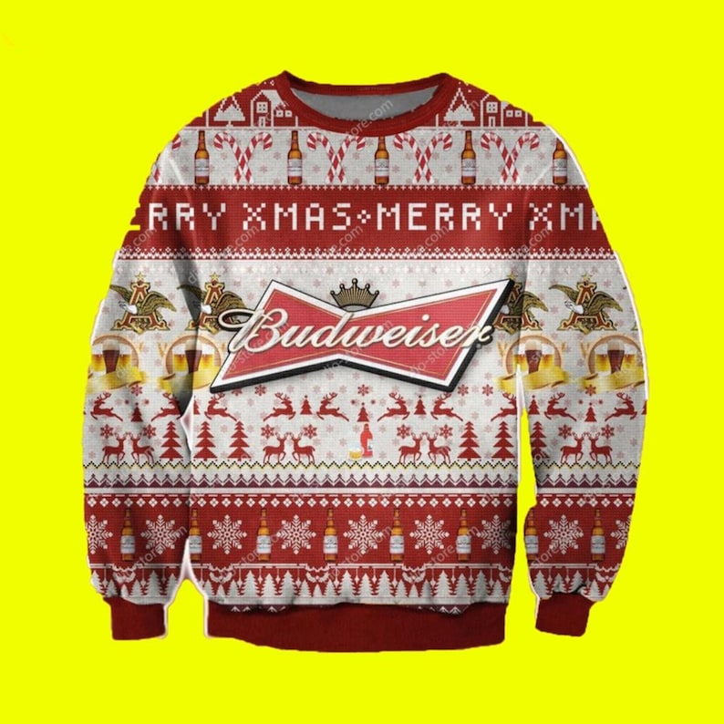 Budweisers Merry Xmas Drinking Christmas Ugly Christmas Sweater