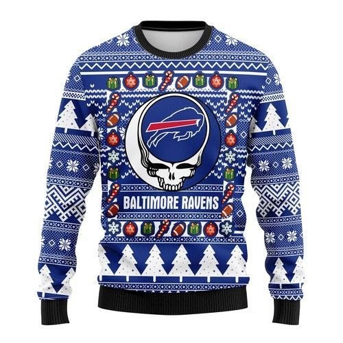 Buffalo Bills Grateful Dead Christmas Ugly Sweater- Best Christmas Gifts 2023