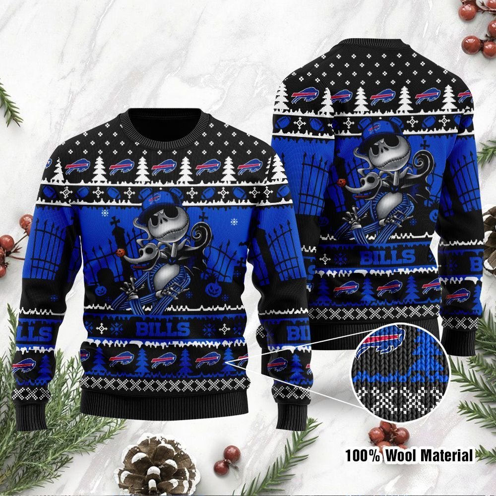 Buffalo Bills Jack Skellington Christmas Ugly Sweater- Best Christmas Gifts 2023