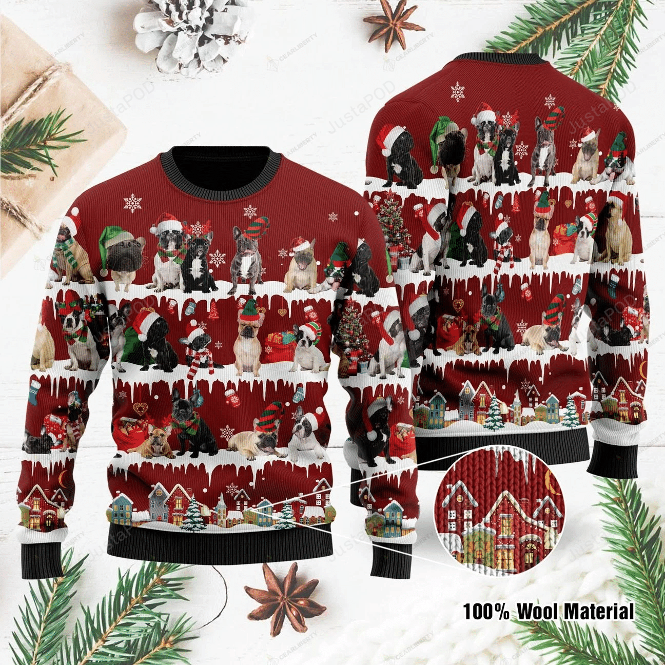 Bulldog Snow Christmas Ugly Sweater- Best Christmas Gifts 2023