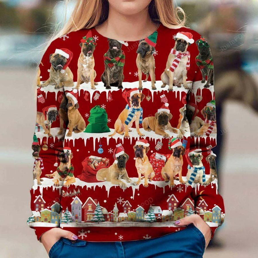 Bullmastiff Snow Christmas Ugly Sweater- Best Christmas Gifts 2023