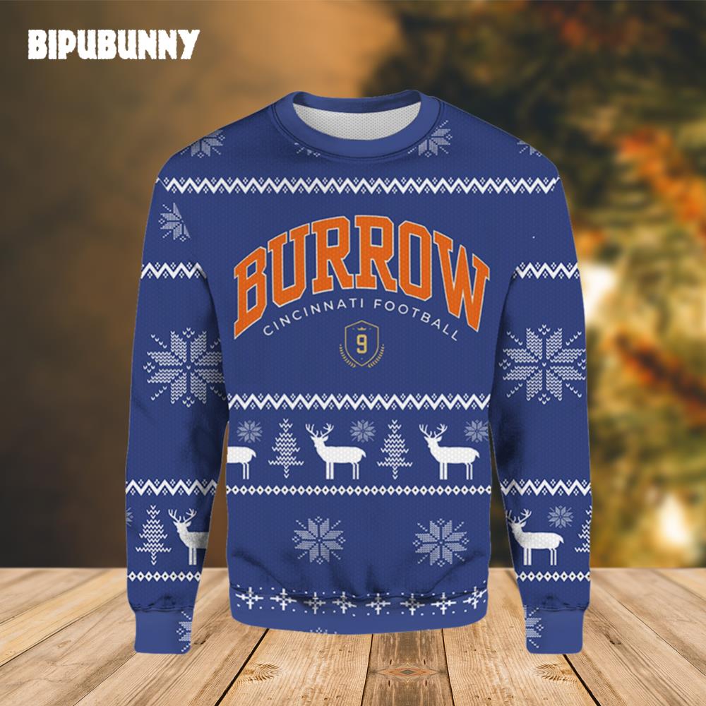 Burrow Cincinnati Bengals Ugly Christmas Sweater- Best Christmas Gifts 2023