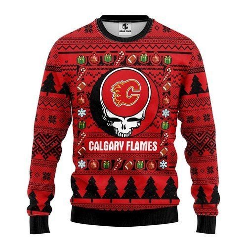 Calgary Flames Grateful Dead Unisex Christmas Ugly Sweater- Best Christmas Gifts 2023